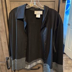Sharon Young Black Blazer with Striped Hem